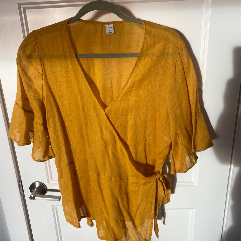 Mustard Wrap Blouse